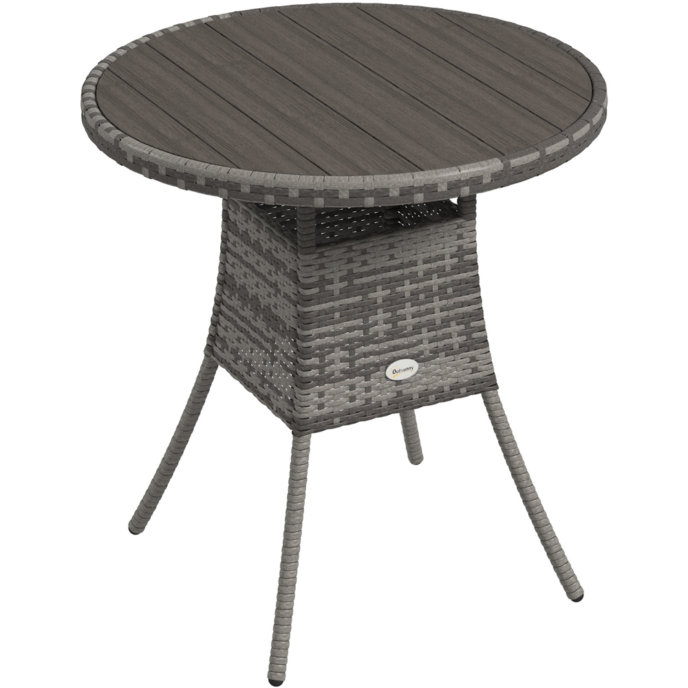 Outsunny Round Rattan Dining Table Grey Image 2