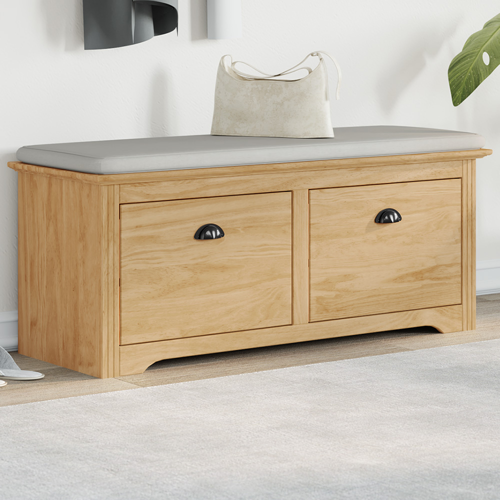 vidaXL 2 Drawer Honey Brown Storage Bench with Seat Image 1