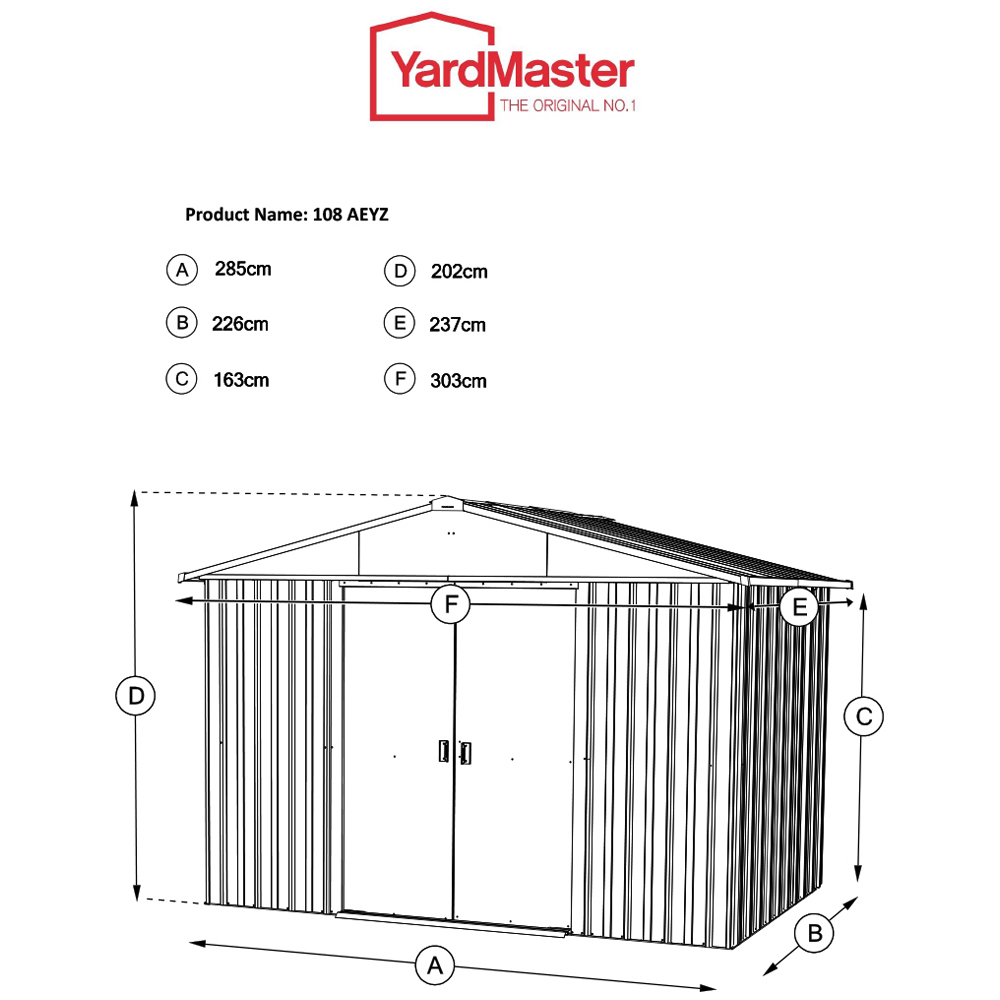 Yardmaster 10 x 8ft Castleton Anthracite Metal Apex Storage Shed with Floor Support Kit Image 8