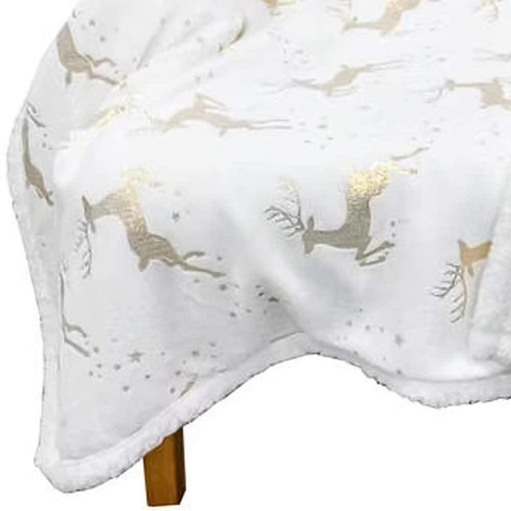 Velosso White Dancing Stag Throw 125 x 150cm Image 2