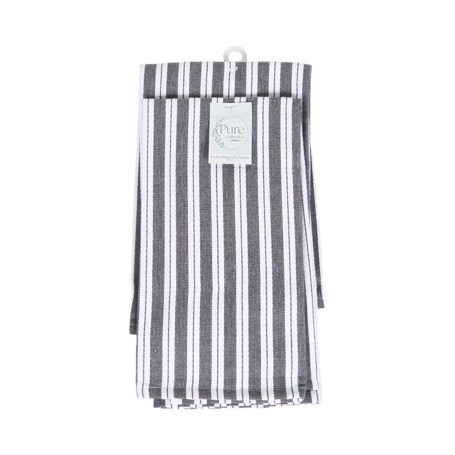 Pack of 3 Basket Weave Tea Towels - Grey Image 1