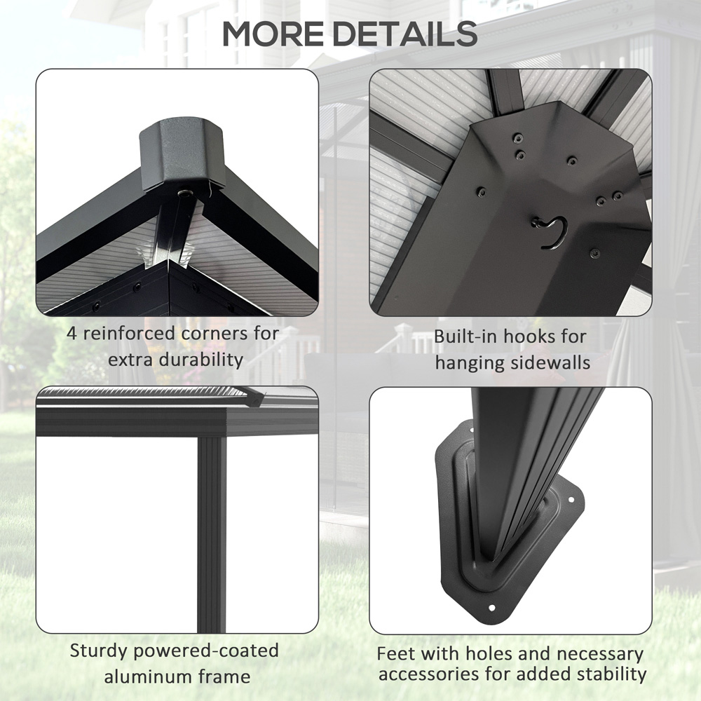 Outsunny 4.2 x 3.6m Black Aluminium Frame Hardtop Gazebo Image 5