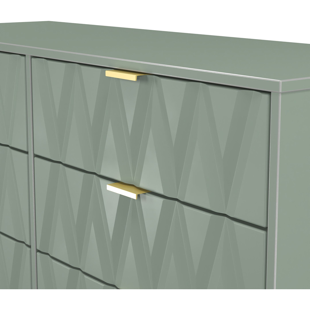 Crowndale Diamond 6 Drawer Reed Green Wide Chest of Drawers Ready Assembled Image 5