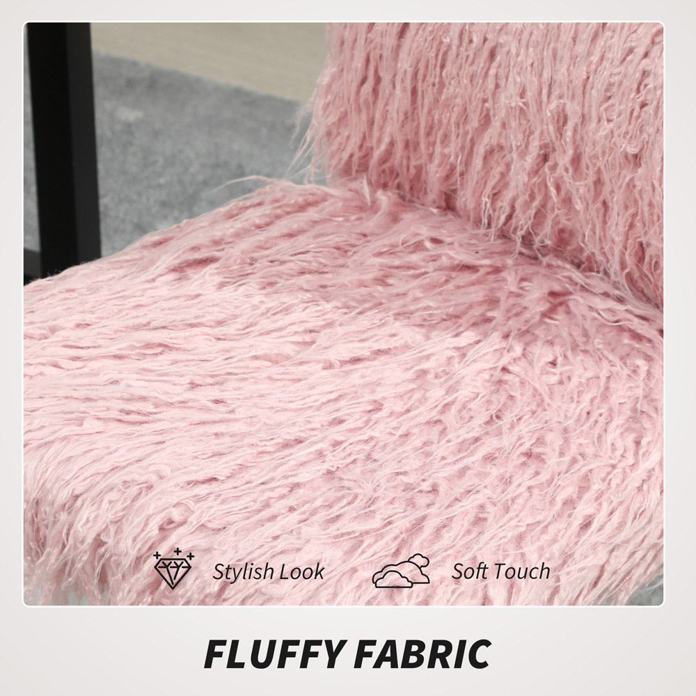 HOMCOM Pink Swivel Armless Makeup Vanity Chair Image 4