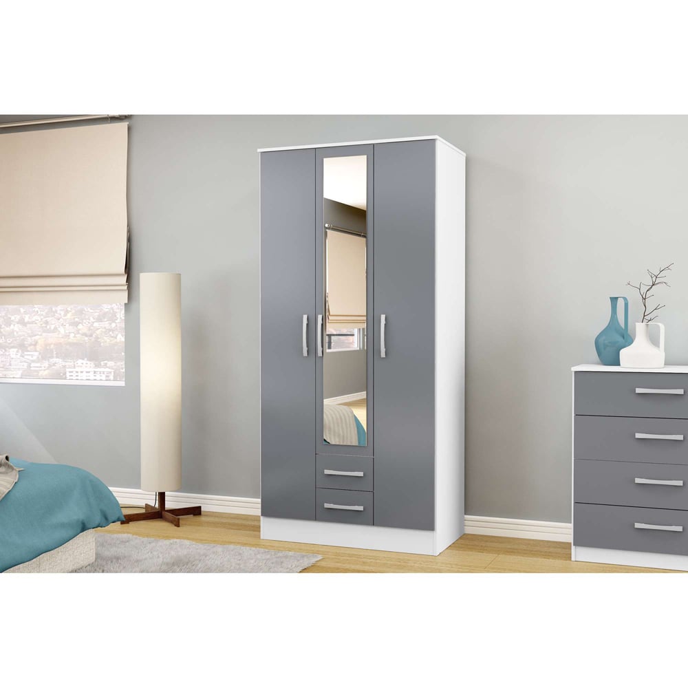 Birlea Lynx White and Grey 4 Piece Bedroom Furniture Set Image 4