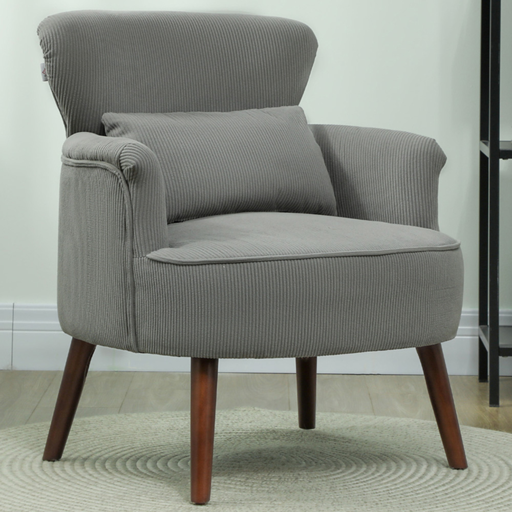 HOMCOM Modern Grey Upholstered Accent Armchair Chair Image 1