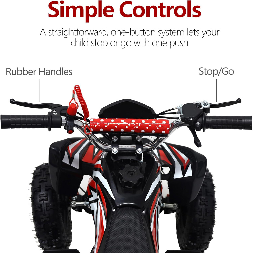 Alivio Kids Red 49cc 2-Stroke Engine Mini Petrol Quad Bike with Disc Brakes 1.8L Image 7