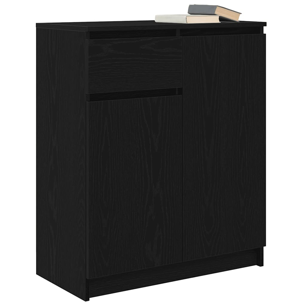 vidaXL 2 Door Single Drawer Black Oak Wooden Sideboard Image 4