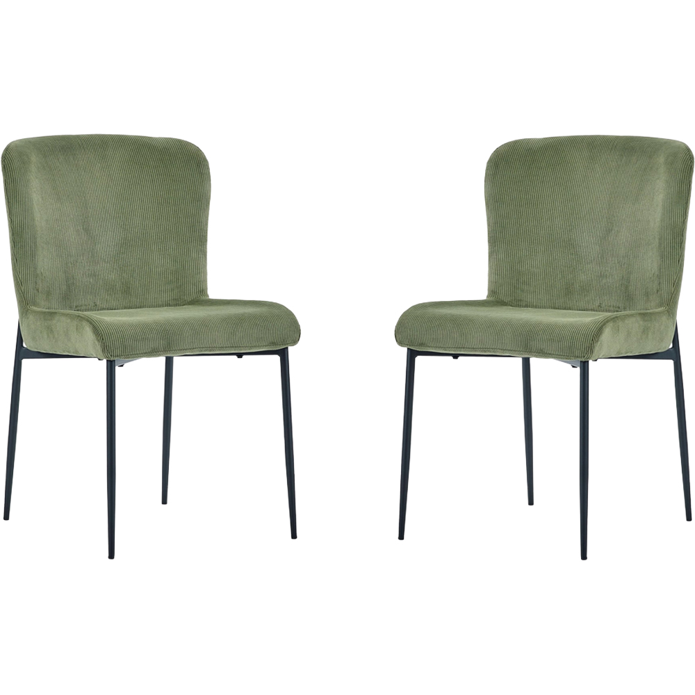 Julian Bowen Leonie Set of 2 Green Velvet Dining Chairs Image 2