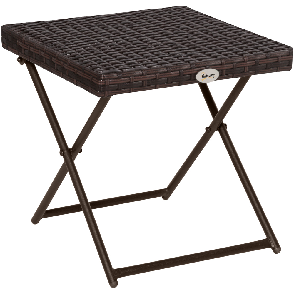 Outsunny Brown PE Ratan Square Folding Coffee Table Image 2