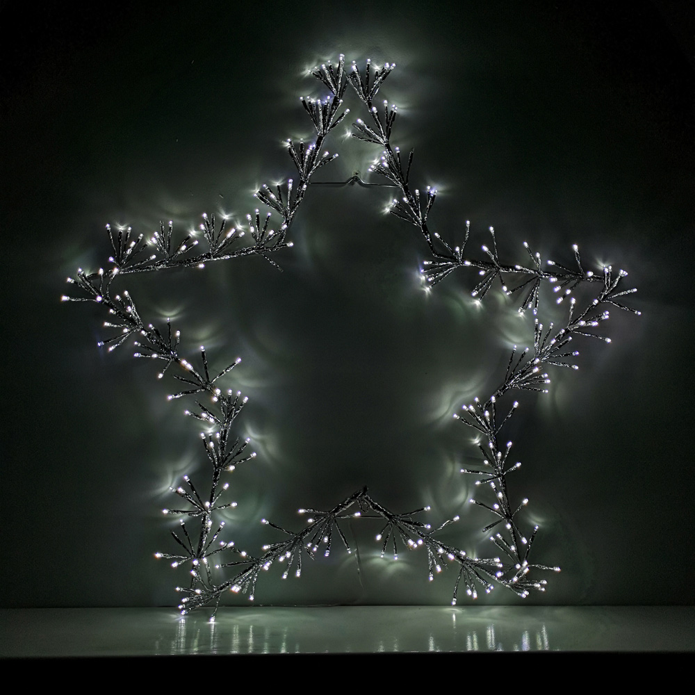 Premier 320 Cool White LED Twinkling Silver Star Silhouette Christmas Decoration 90cm Image 8
