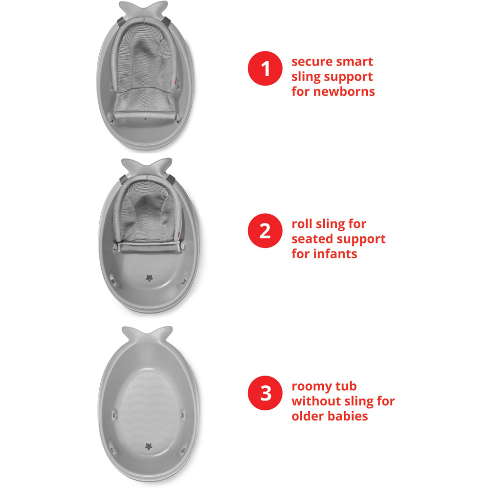 Skip Hop Grey Moby Smart Sling 3 Stage Bath Tub Image 5