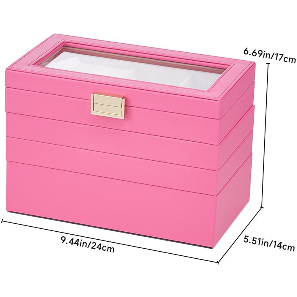 H&O Direct 4 Tier White Jewellery Storage Box with Transparent Lid Image 5