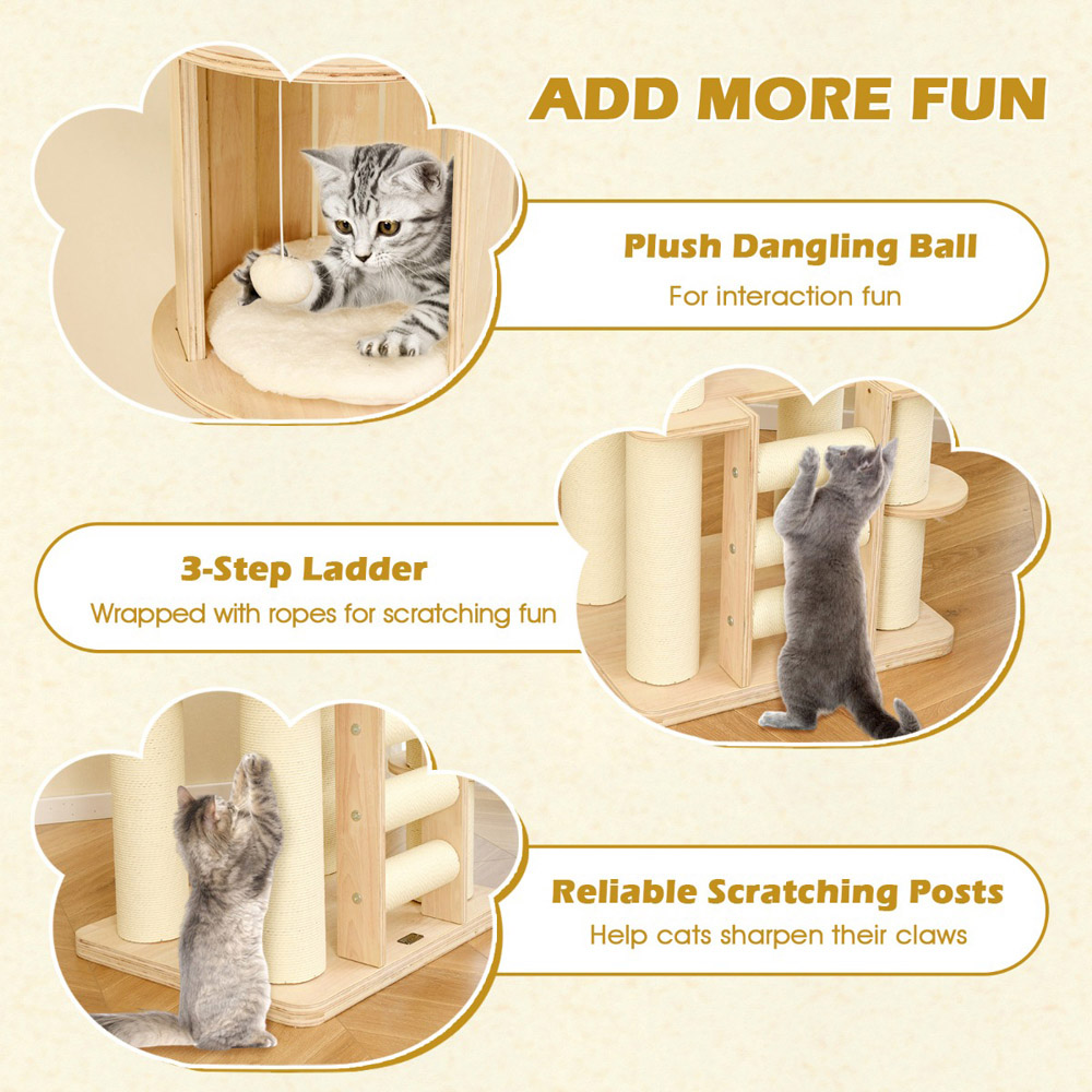 Costway Natural Tall Cat Tree 180cm Image 4