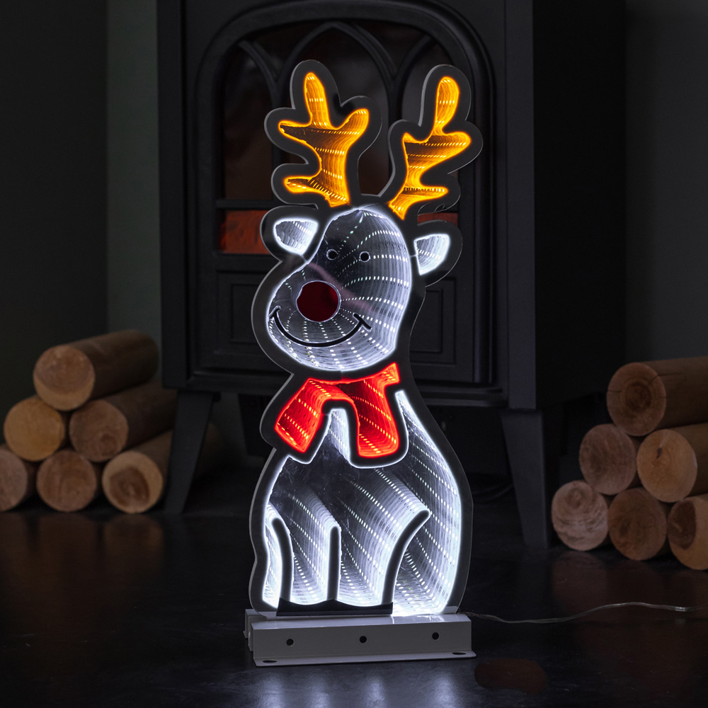 Samuel Alexander Light Up Christmas Reindeer Infinity Mirror Decoration on Metal Base 40cm Image 4