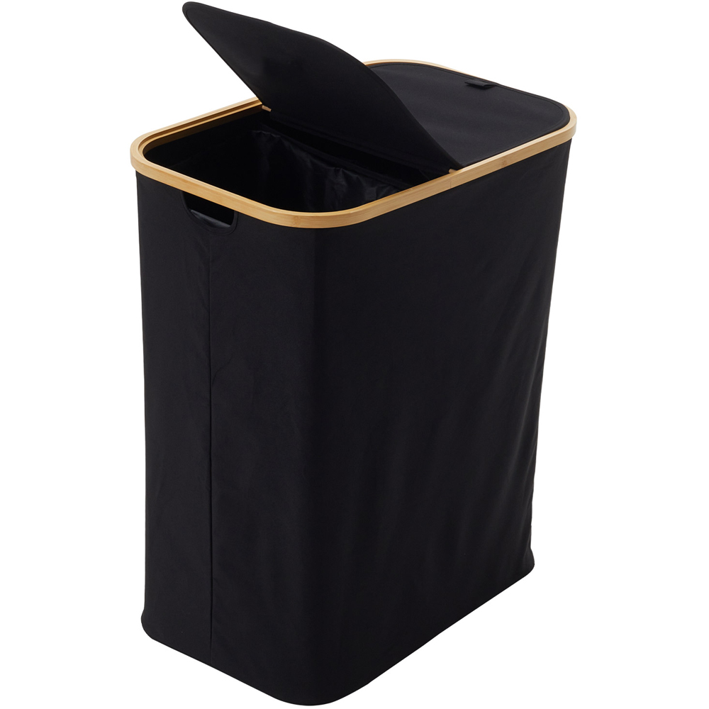 Living and Home 2 Compartment Black Laundry Basket with Lid 150L Image 3