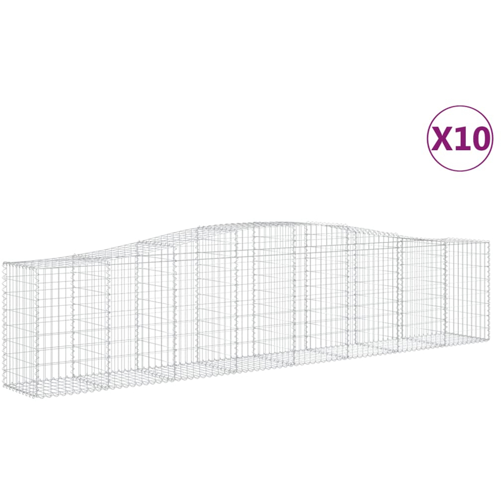 vidaXL Silver Galvanised Iron Arched Gabion Basket 400 x 50 x 80/100cm 10 Pack Image 4
