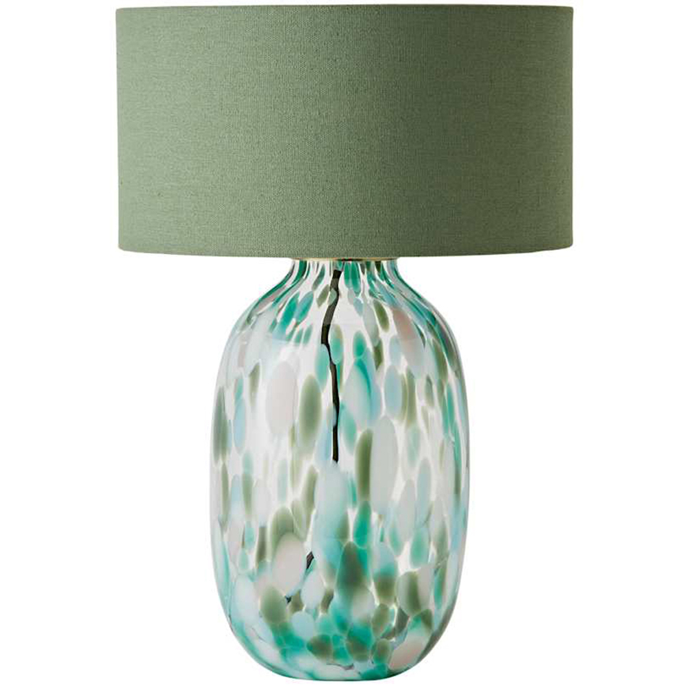 ValueLights Belinda Green Confetti Glass Table Lamp with Drum Shade and Bulb Image 1