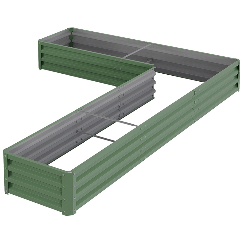 Living and Home Light Green L Shape Galvanized Steel Raised Garden Bed 207 x 277cm Image 1