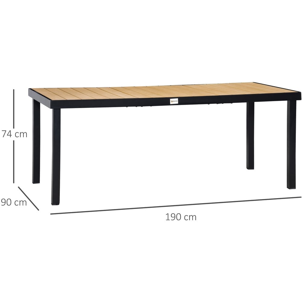 Outsunny Aluminium Frame 8 Seater Outdoor Dining Table Natural Image 8