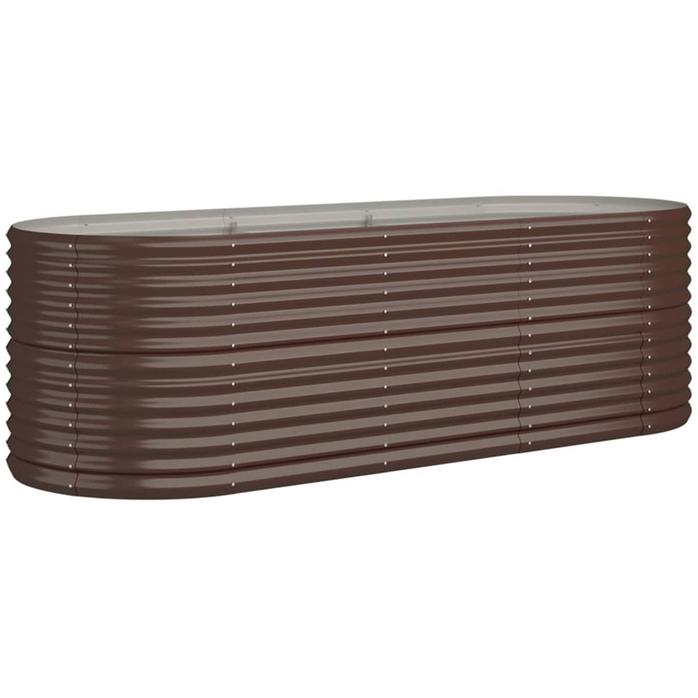 vidaXL Brown Galvanised Steel Oval Raised Garden Bed 224 x 80 x 68cm Image 1