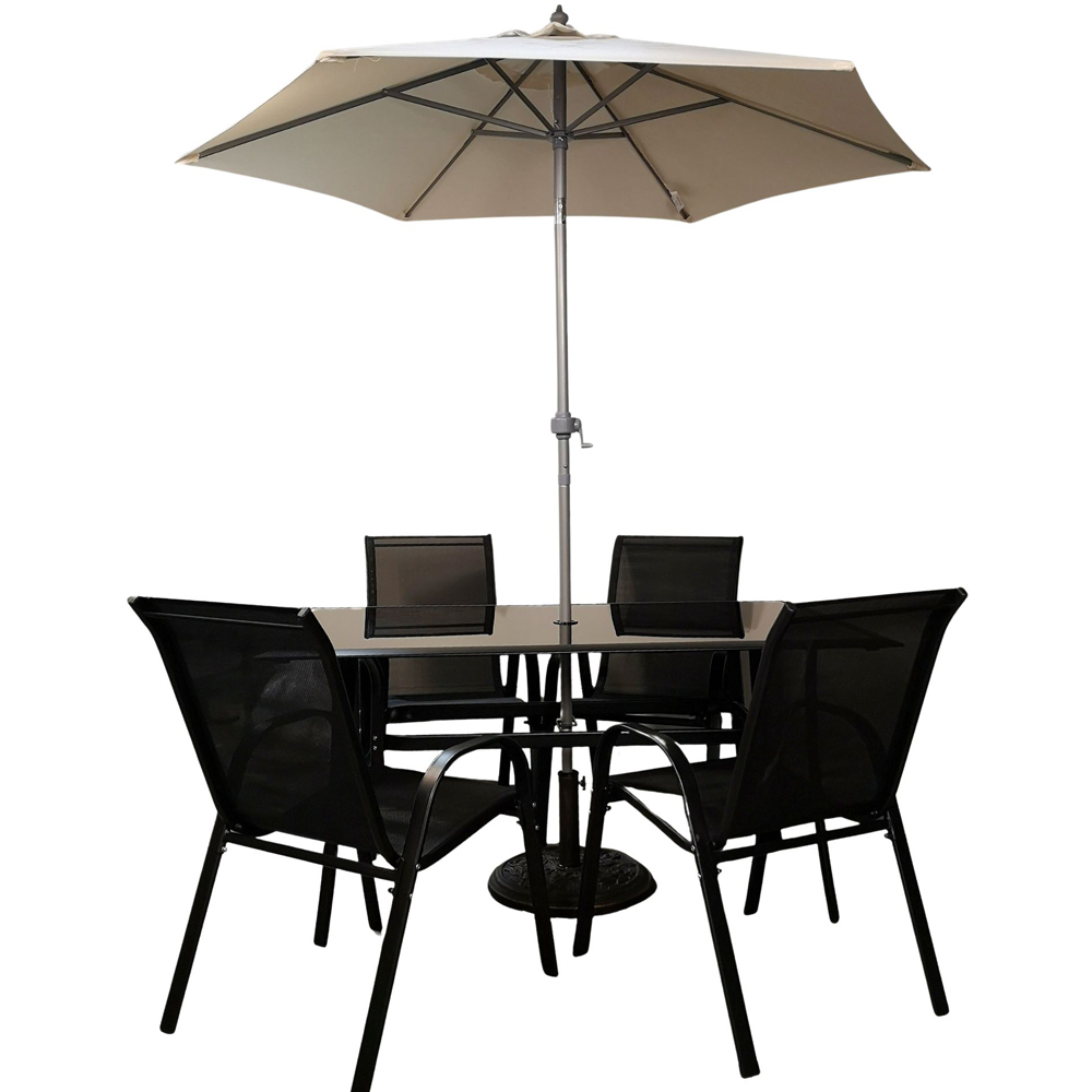 Samuel Alexander 4 Seater Rectangular Outdoor Dining Set with Cream Parasol Image 2