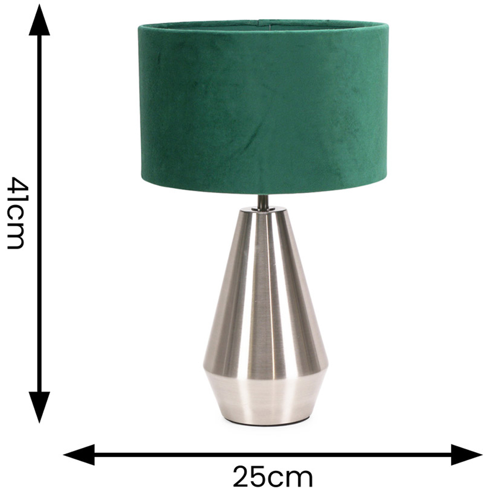 ValueLights Jax Forest Green Velvet Shade Brushed Chrome Touch LED Table Lamp Image 5