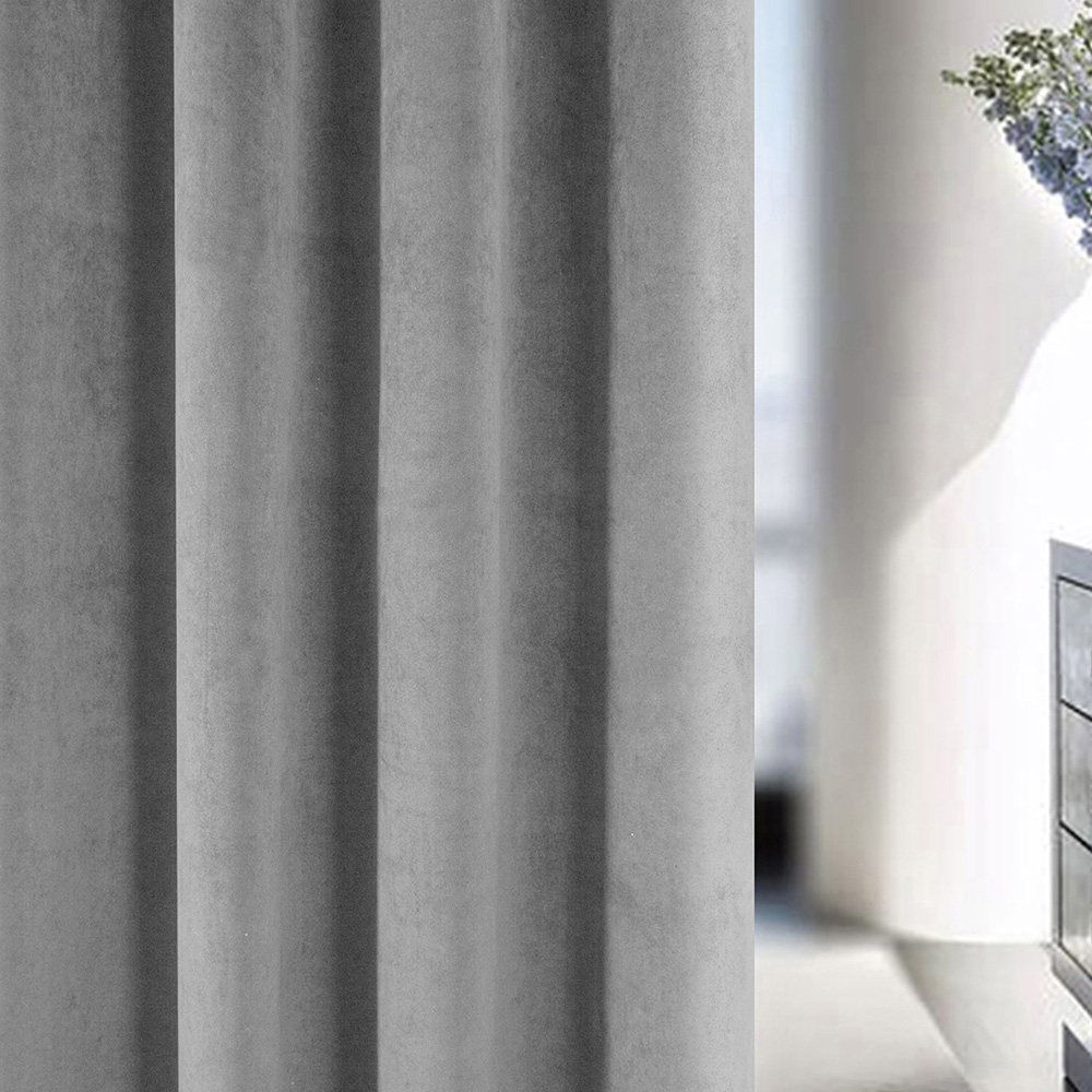 Enhanced Living Oxford Grey Thermal Blackout Pencil Pleat Velvet Single Door Curtain 168 x 214cm Image 3