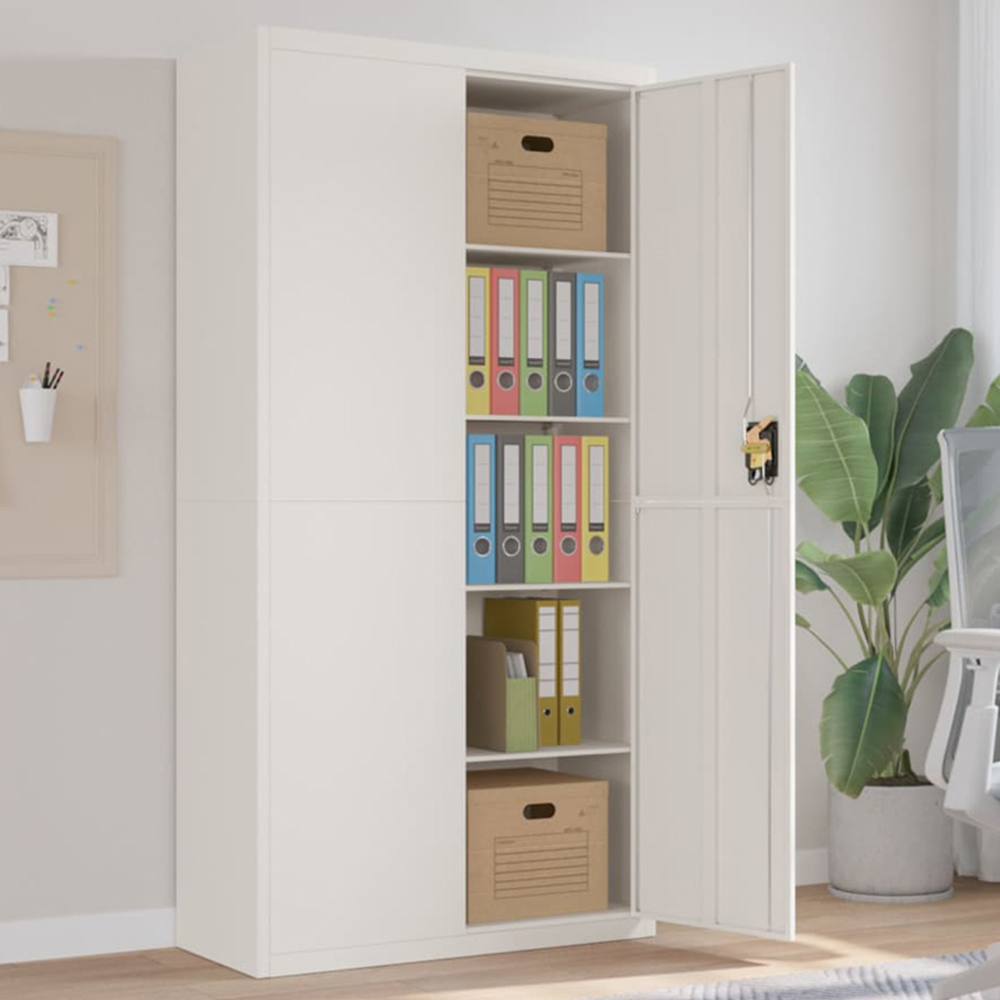 vidaXL 2 Door White Steel Tall File Cabinet Image 1