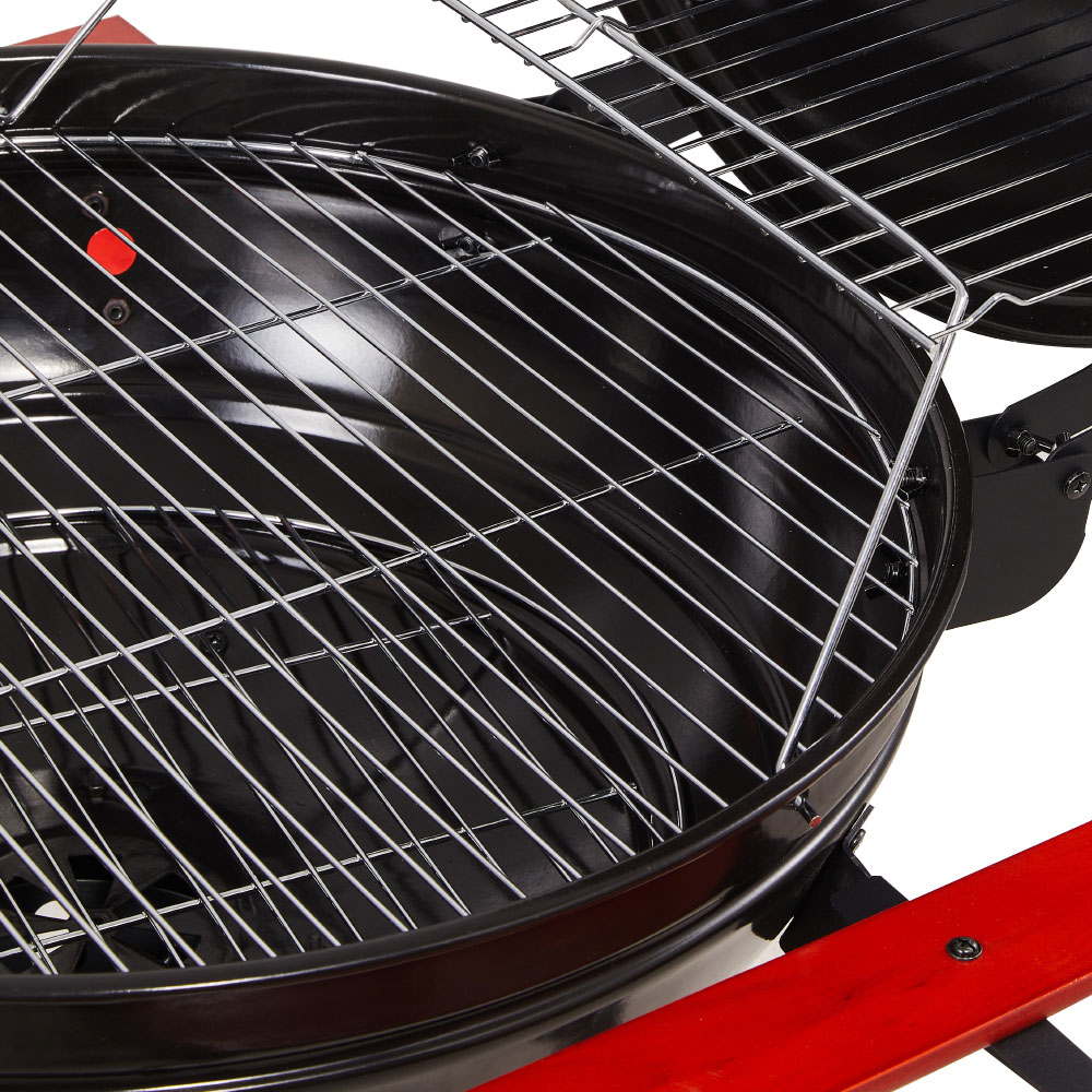 Living and Home Outdoor Charcoal BBQ Grill with 2 Wooden Shelves Image 5