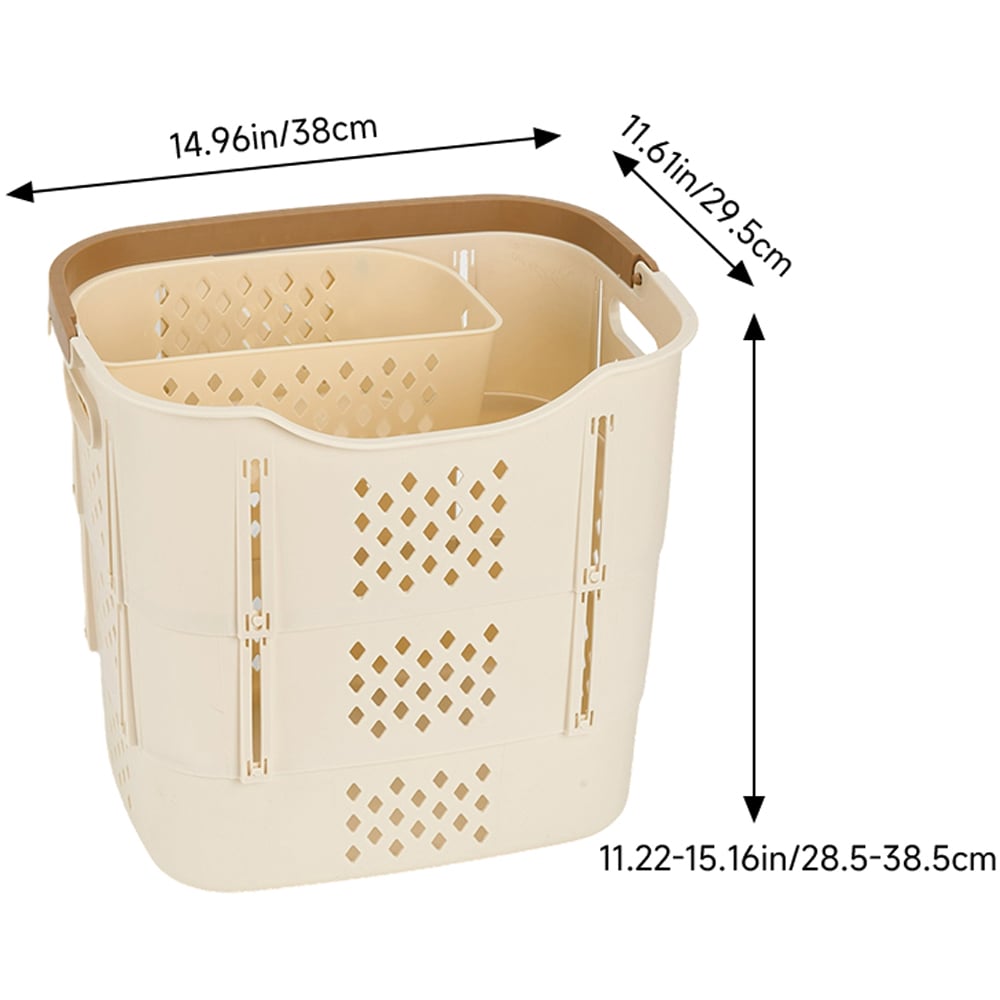Living and Home Creamy White Large Freestanding Collapsible Portable Laundry Basket Image 8