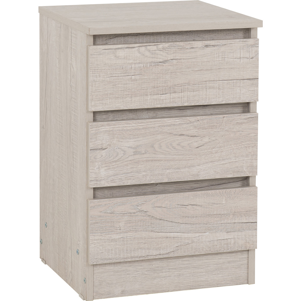 Seconique Malvern 3 Drawer Urban Snow Bedside Table Image 2