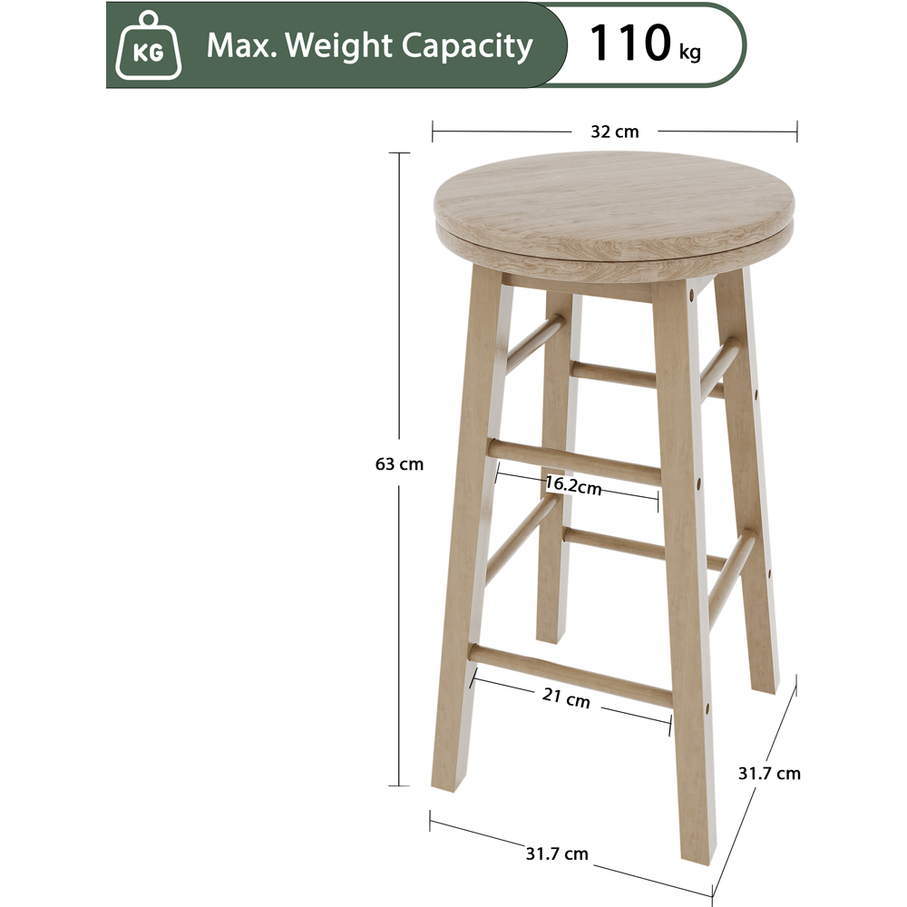 CHEF VIDA Pine Wooden Revolving Bar Stool Image 8