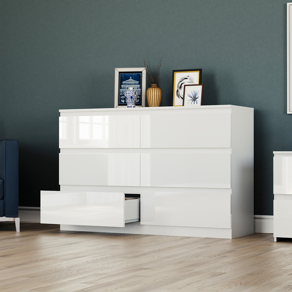 Vida Designs Glinton 6 Drawer White Chest of Drawers Image 5