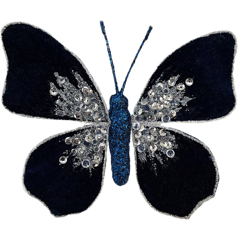 Set of 2 Blue Butterfly Clips - Navy Image