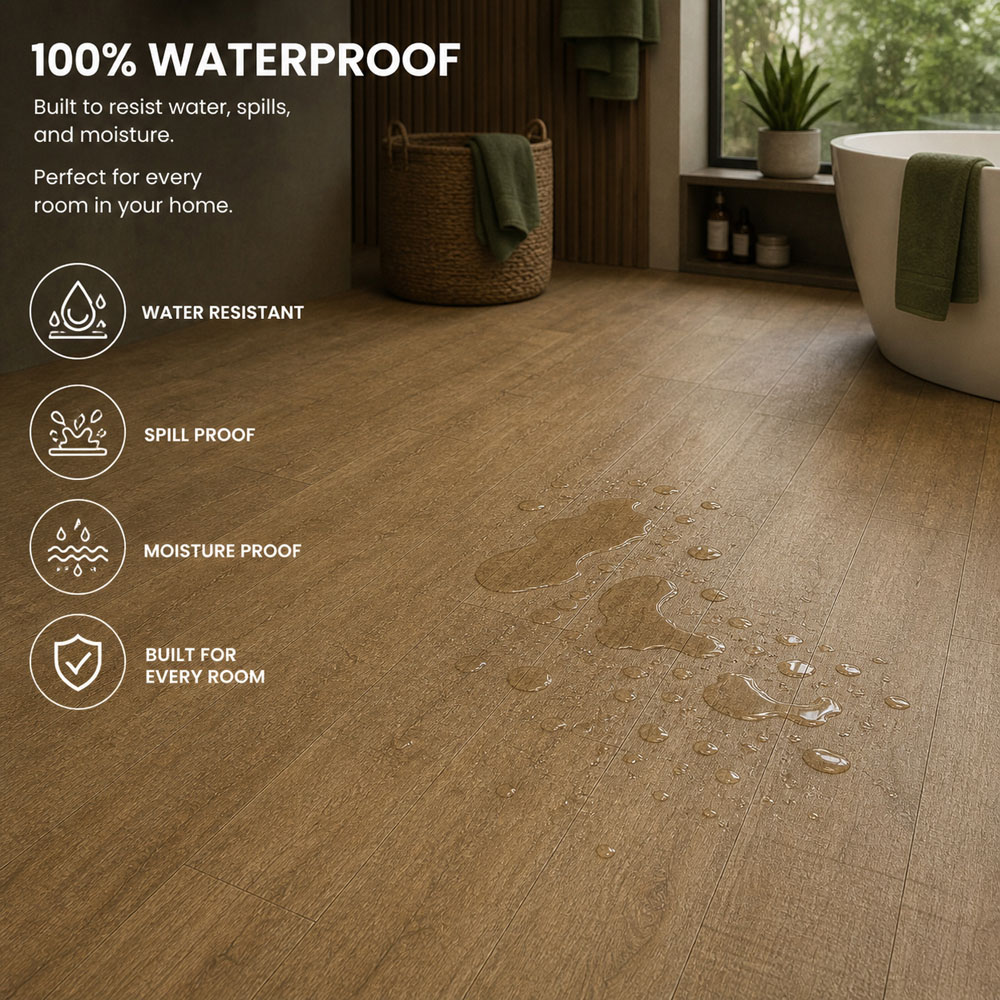 Britwall Antique Country Oak Wood-Embossed SPC Vinyl Flooring 1220 x 181mm 10 Pack Image 6