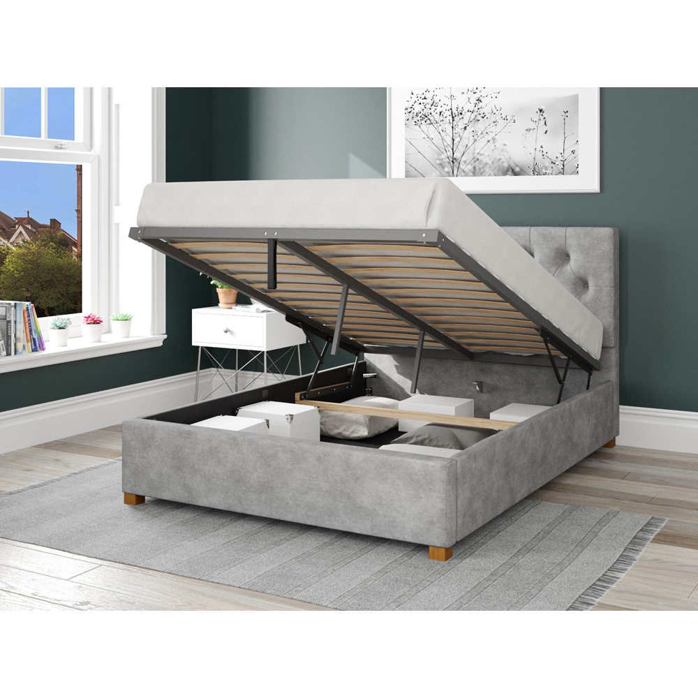 Aspire Olivier Double Silver Kimiyo Linen Ottoman Bed Image 2