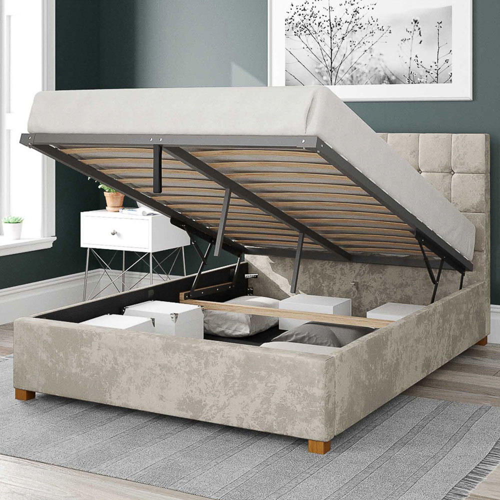 Aspire Sinatra Double Pearl Mirazzi Velvet Ottoman Bed Image 2