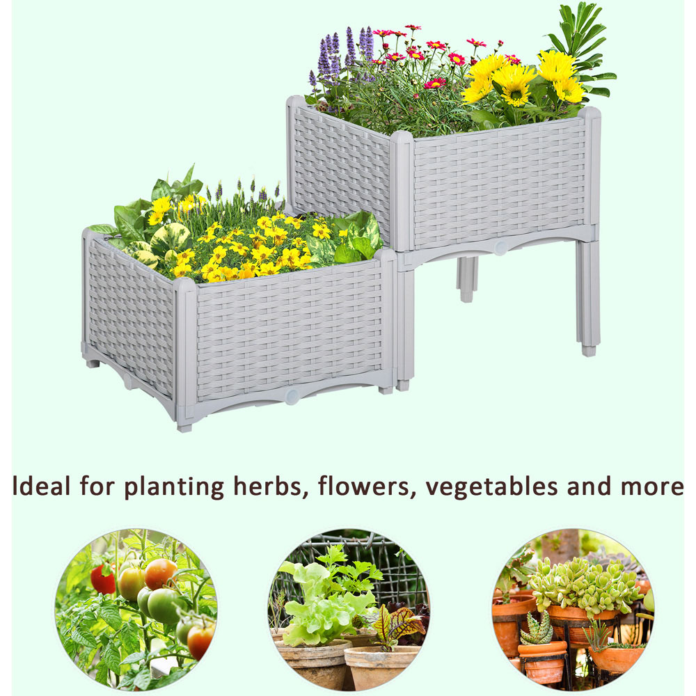 Outsunny Grey Raised Garden Bed Planter 2 Pack Image 7