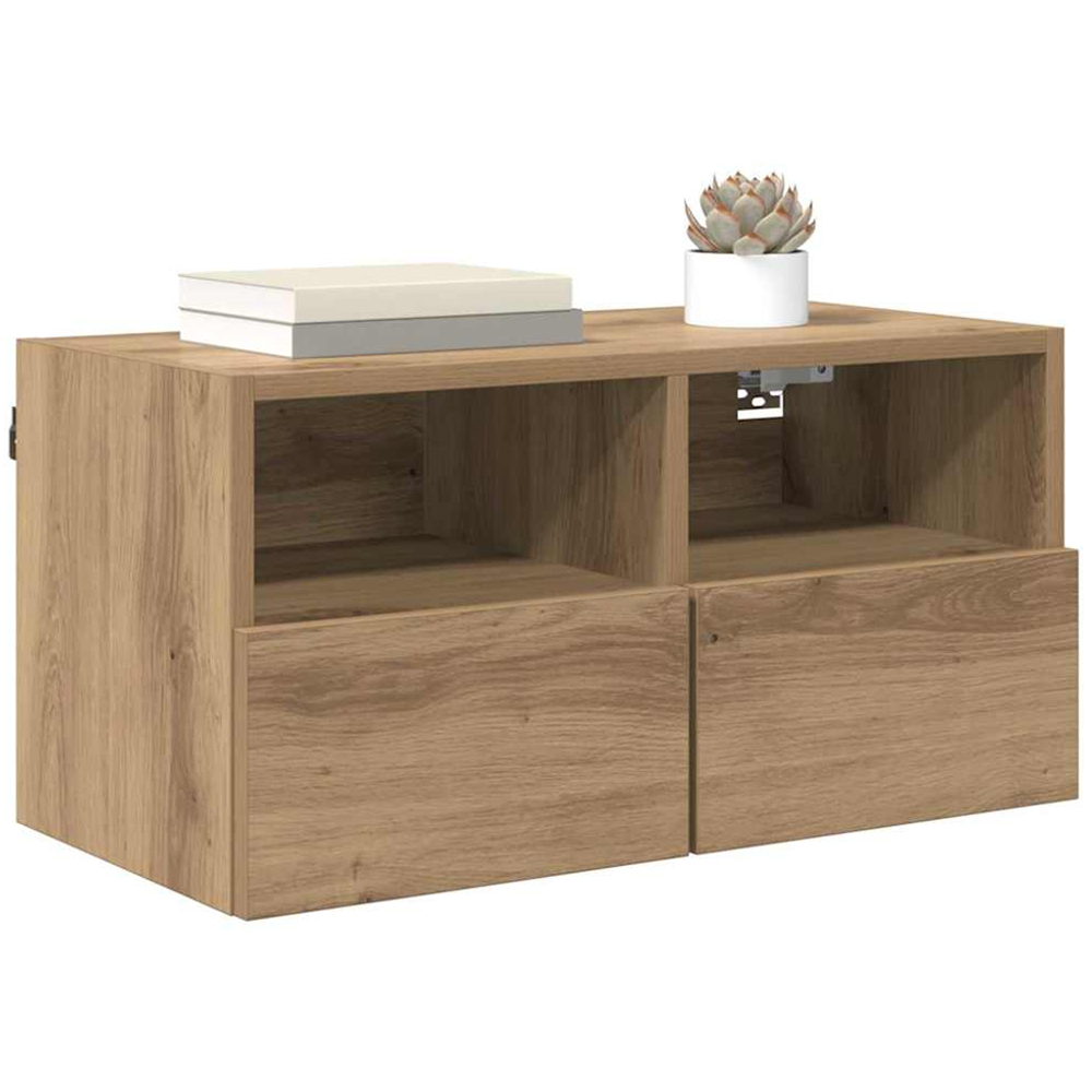 vidaXL 2 Door 2 Shelf Artisan Oak Wall Mounted TV Unit Set of 2 Image 3