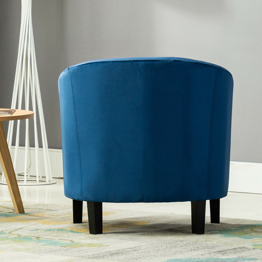 wilko Blue Velvet Fabric Tub Arm Chair Image 5
