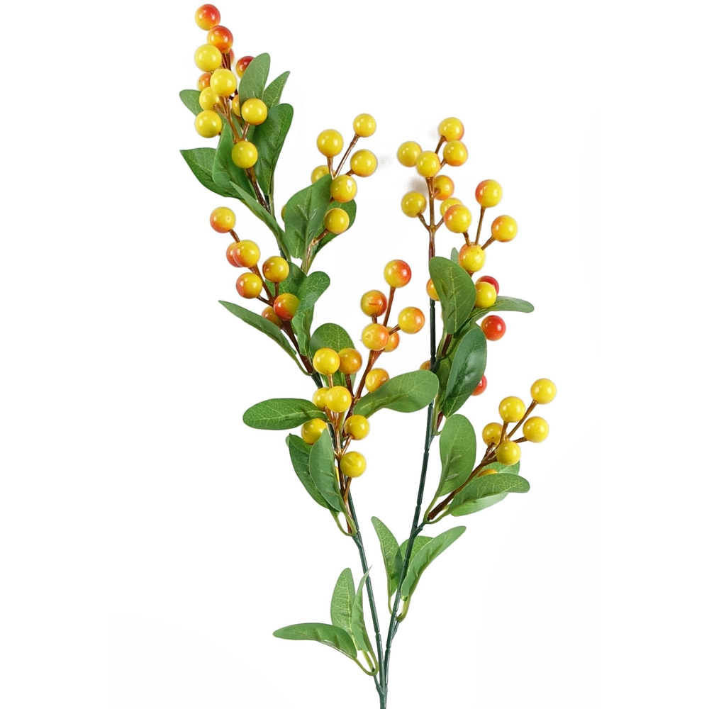 Leaf Orange Berry Spray Single Stem Artificial Flower 2.3ft 6 Pack Image 5