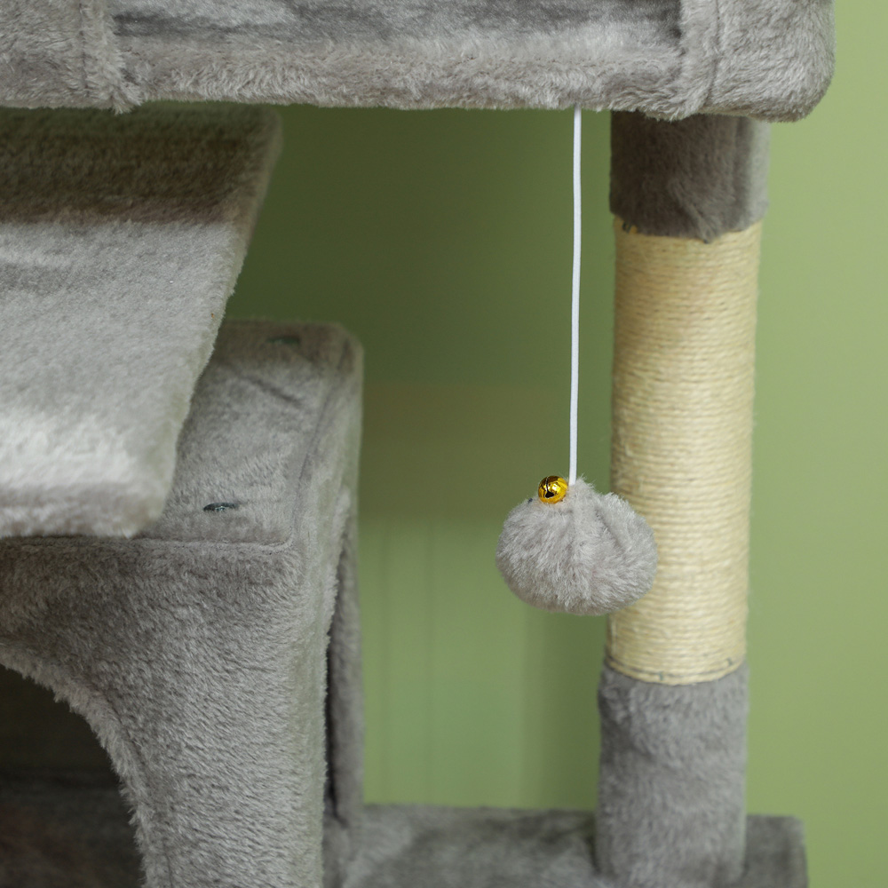 PawHut Light Grey Cat Tower Set with Scratching Posts Image 3
