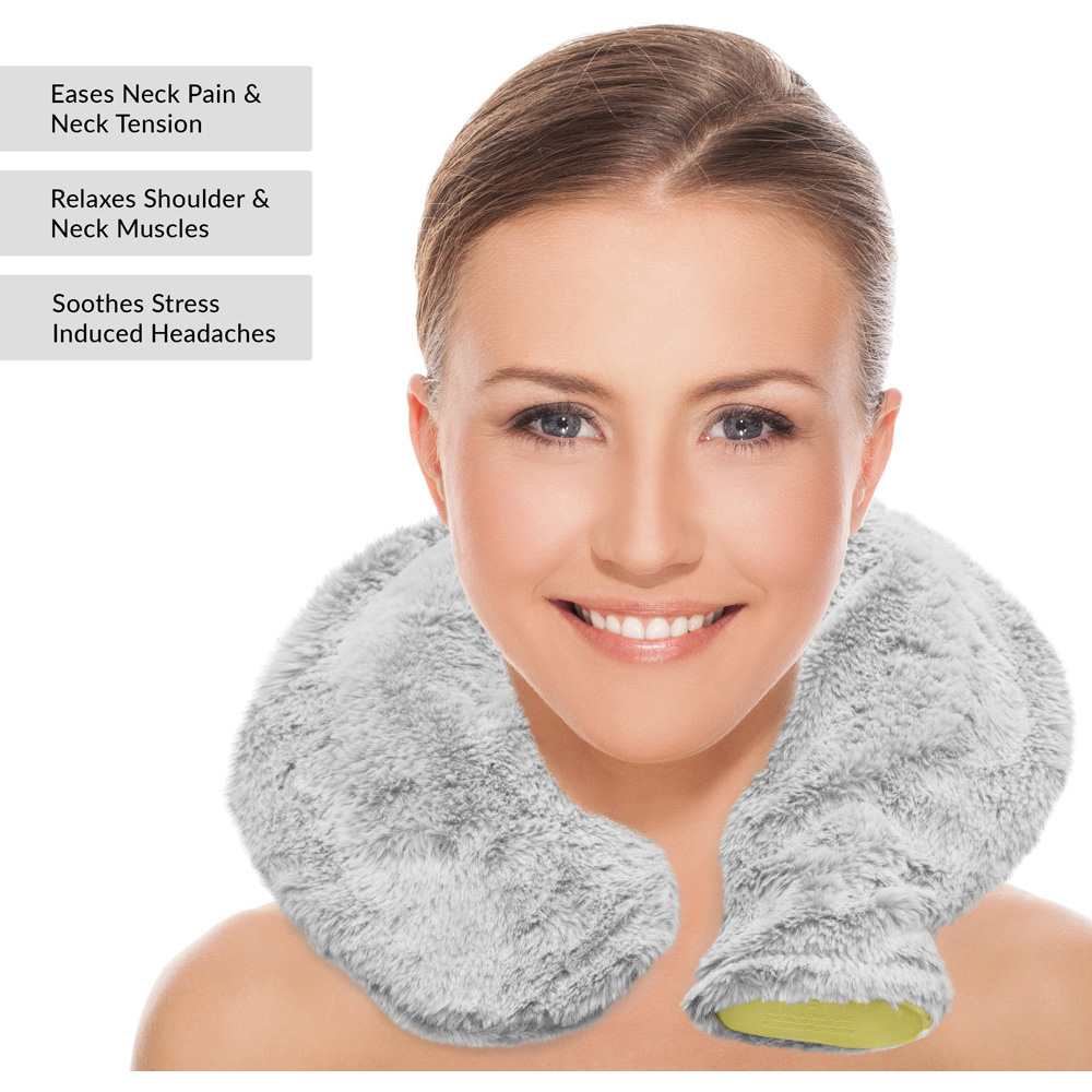 Bauer Professional Light Grey Soft Faux Fur Fleece Neck and Shoulder Hot Water Bottle Image 6