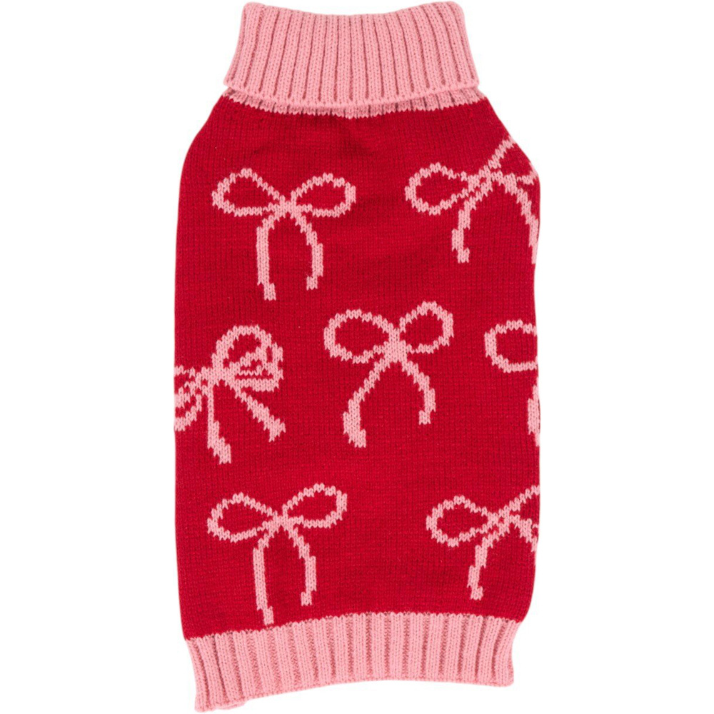 Winter Bow Dog Jumper Red L Image 1