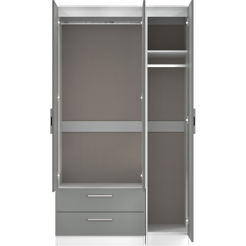 Crowndale Contrast 3 Door 2 Drawer Dusk Grey and White Tall Mirrored Wardrobe Ready Assembled Image 6