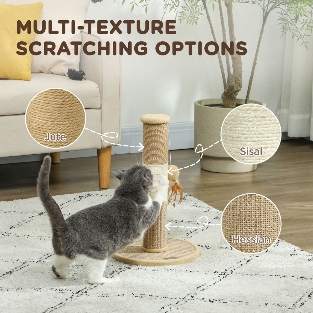 PawHut Brown Tall Cat Scratching Post 47cm Image 4