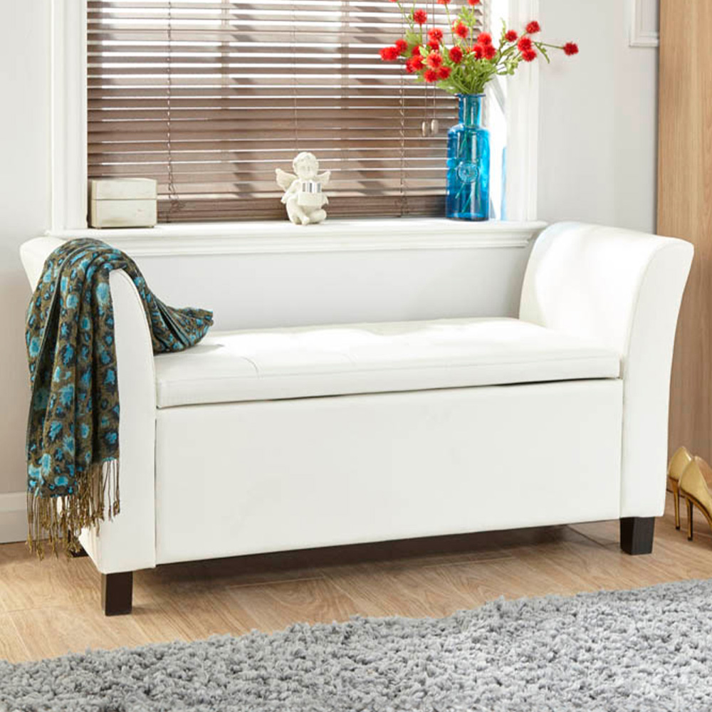 GFW Verona White Upholstered Window Seat Image 1