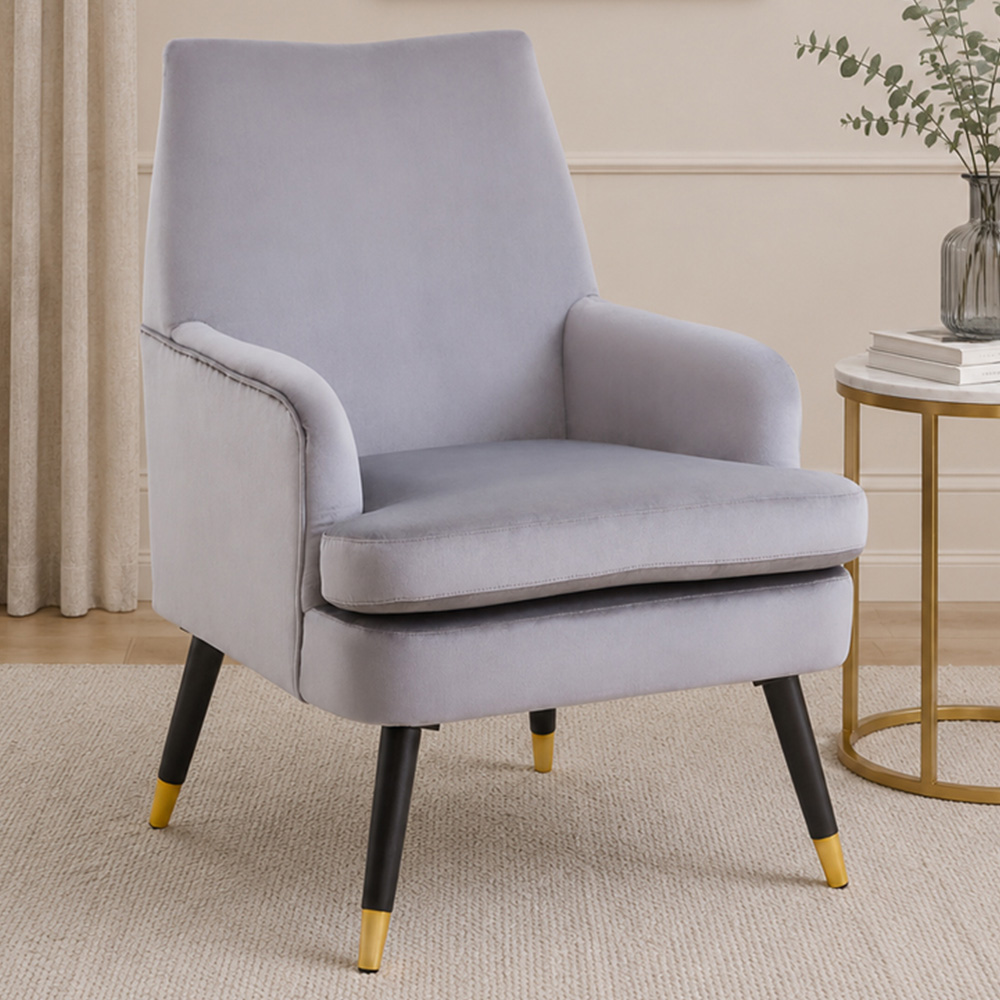 Premier Housewares Loretta Grey Velvet Accent Chair Image 1