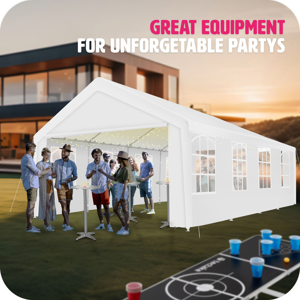 tectake Mammut 8 x 4m White Weather and UV Resistant Panel Gazebo Image 8